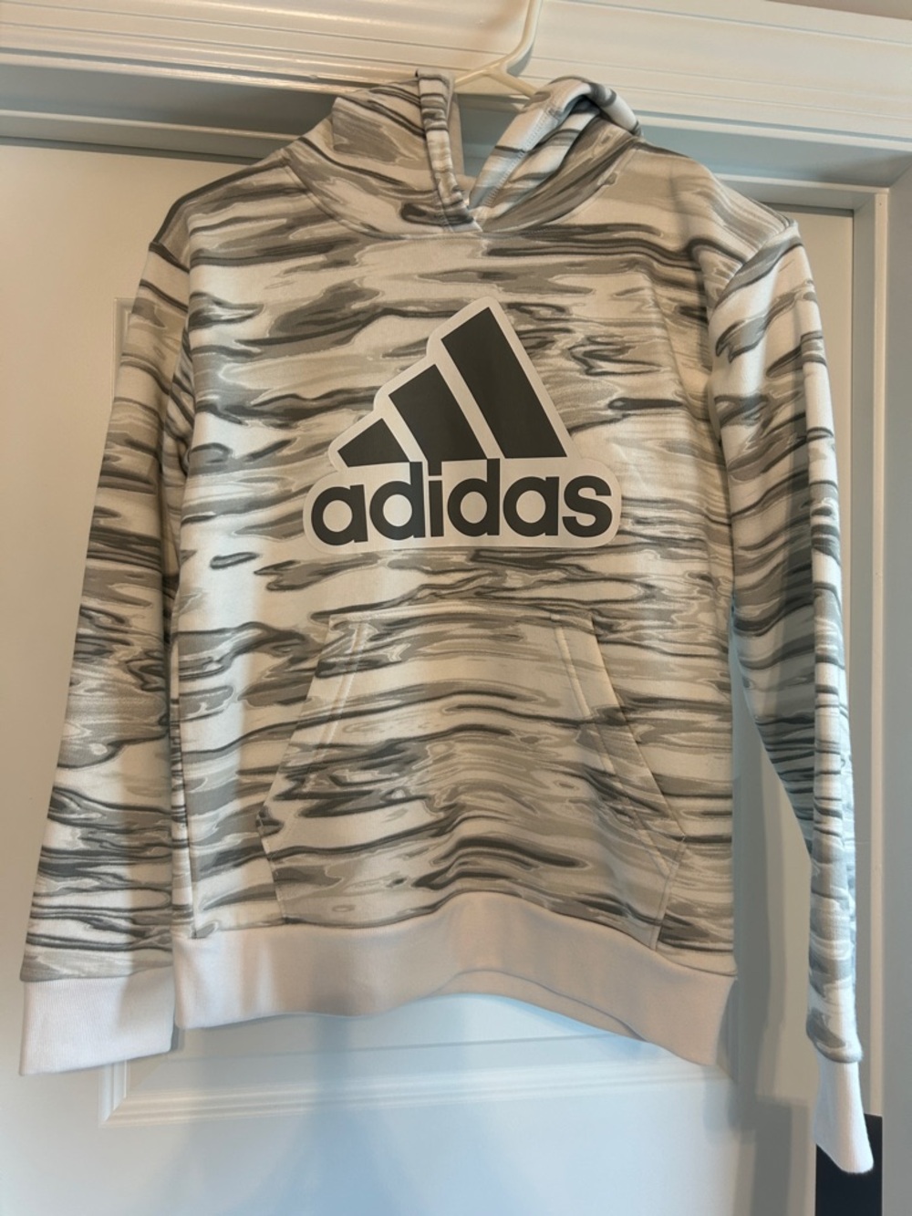 adidas White & Gray Marbled Logo Hoodie